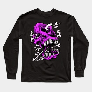 Distorted Skull Bone Skeleton Long Sleeve T-Shirt